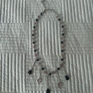 Elegant Black and Pink Beaded Necklace